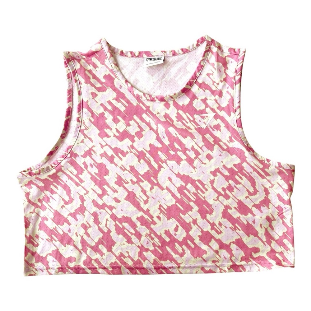 Gymshark Pink Camouflage‎ Sleeveless Cropped Top Size Small
